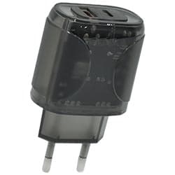 Satellite Carregador Tomada Satellite CC1203 Usb Usb 12W Transparente Preto