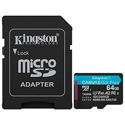 Kingston Cartao Micro Sd Kingston Canvas Go Plus U3 C10 V30 A2 SDCG4 64GB