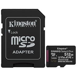 Kingston Cartão de Memória Micro SD Kingston Canvas Select Plus 512GB 100Mbs - SDCS3/512GB
