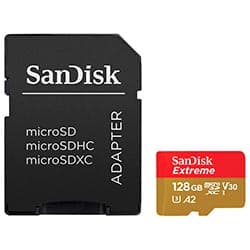 SanDisk Cartão de Memória Micro SD de 128GB SanDisk Extreme SDSQXA1-128G-GN6MA - Vermelho Dourado