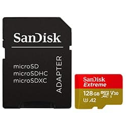 SanDisk Cartão de Memória Micro SD de 128GB SanDisk Extreme SDSQXAA-128G-GN6AA - Vermelho Dourado