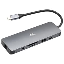 Mtek Hub Usb Mtek 91TC Portas Hdmi Usb Rj Sd Usb Audio Prata