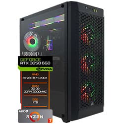 Acessório · Amd Pc Montado Amd Ryzen 5700X 6GHZ Ssd Geforce RTX3050 1024GB Preto