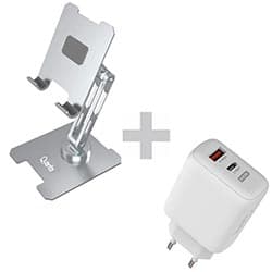 Quanta Suporte Tablet Quanta QTSMA20 Carregador Tomada QTCCR45 Prata