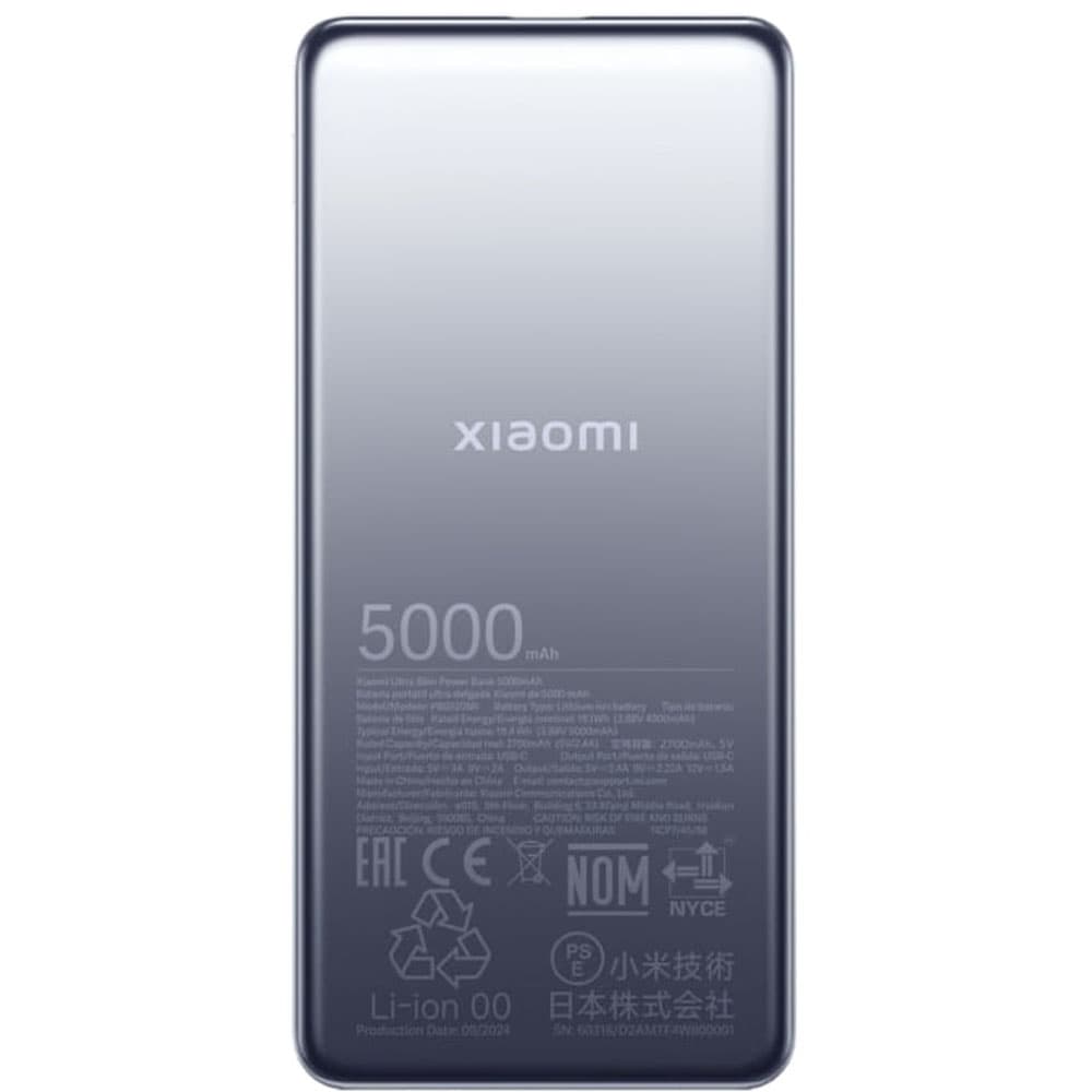 Xiaomi Cargador Portatil 5000MAH Ultra Slim BHR9535GL Space Cinza