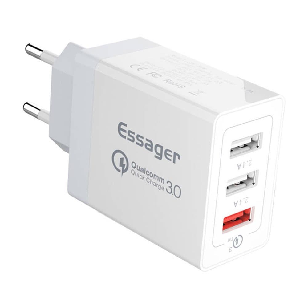 Essager Cargador Fuente Essanger ECTQC3 FBB02 Usb X3 30W Branco