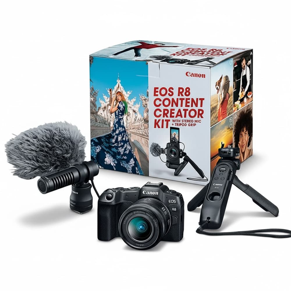Camara Canon Eos R8 Creator Kit RF24 Microfono Tripode