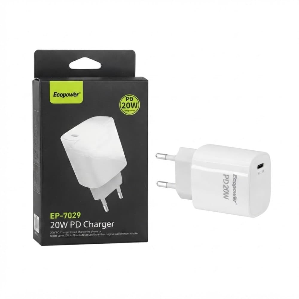 Ecopower Cargador Ecopower Ep Usb 20W Cable Branco