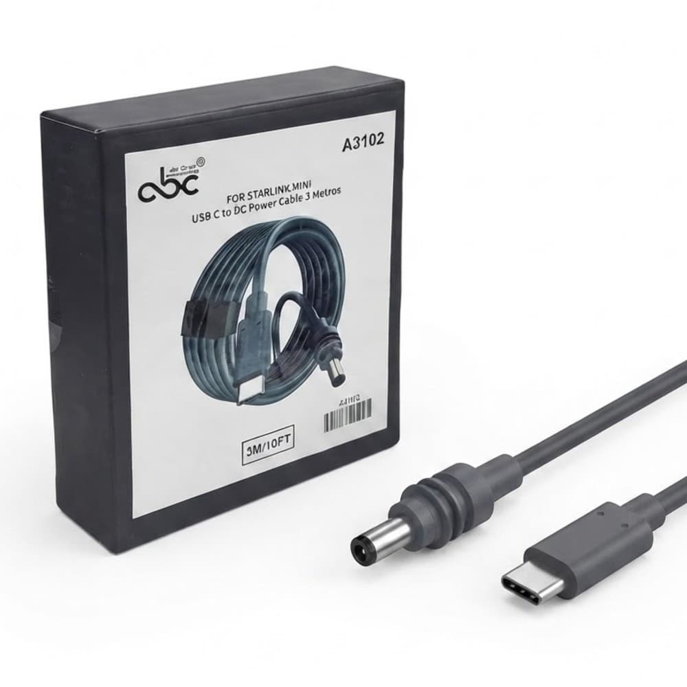 Starlink Mini Cable Vehicular Abc Usb Dc 3MTS 10FT Cinza