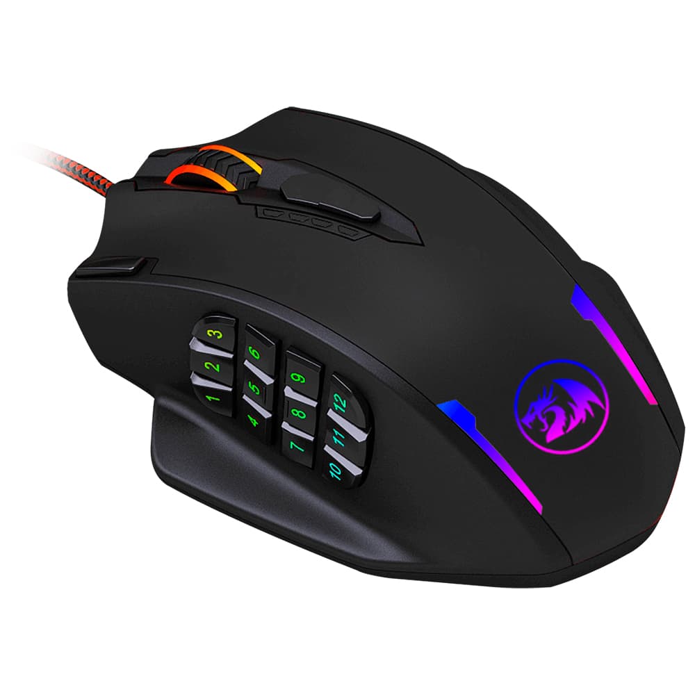 Redragon Impact M908 Iluminacion Rgb 12400DPI Ajustable Botones Preto