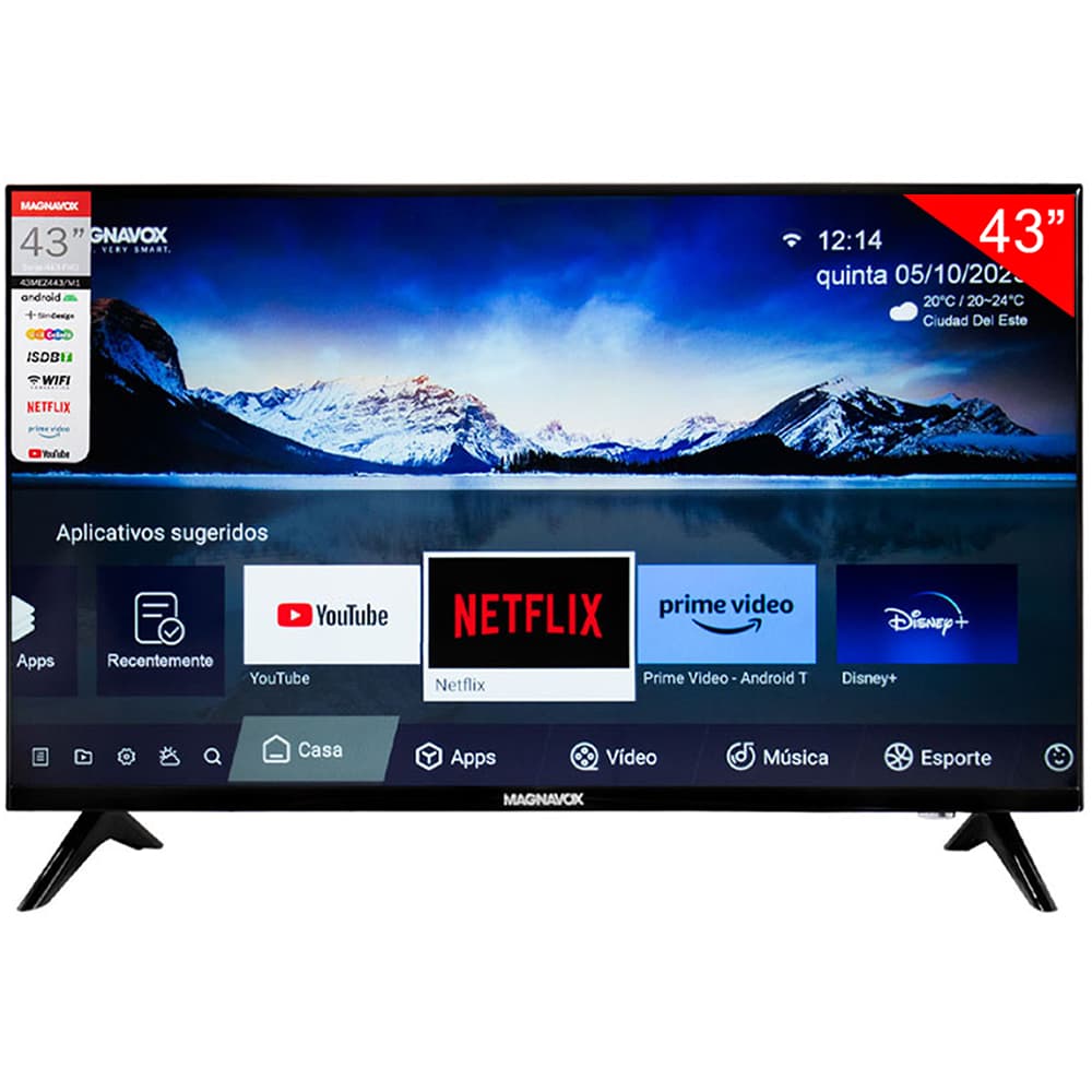 Magnavox Smart Tv Led Magnavox 43MEZ443 M1 Full Wi Fi Tv Digital Preto