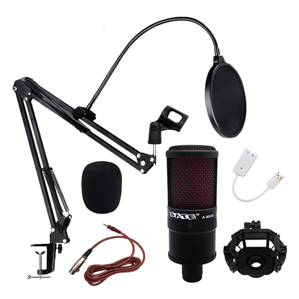 Satellite Microfono Podscast Sate MK06 Unidirecional Podcast Streaming Preto