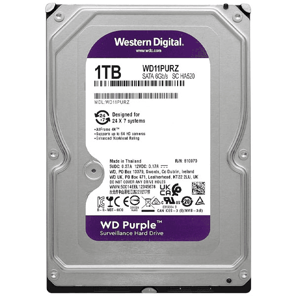 Acessório · Western Digital HD Western Digital WD Purple Surveillance 1TB 3.5" SATA 3 5400PRM - WD10PURZ (Garantia Brasil)