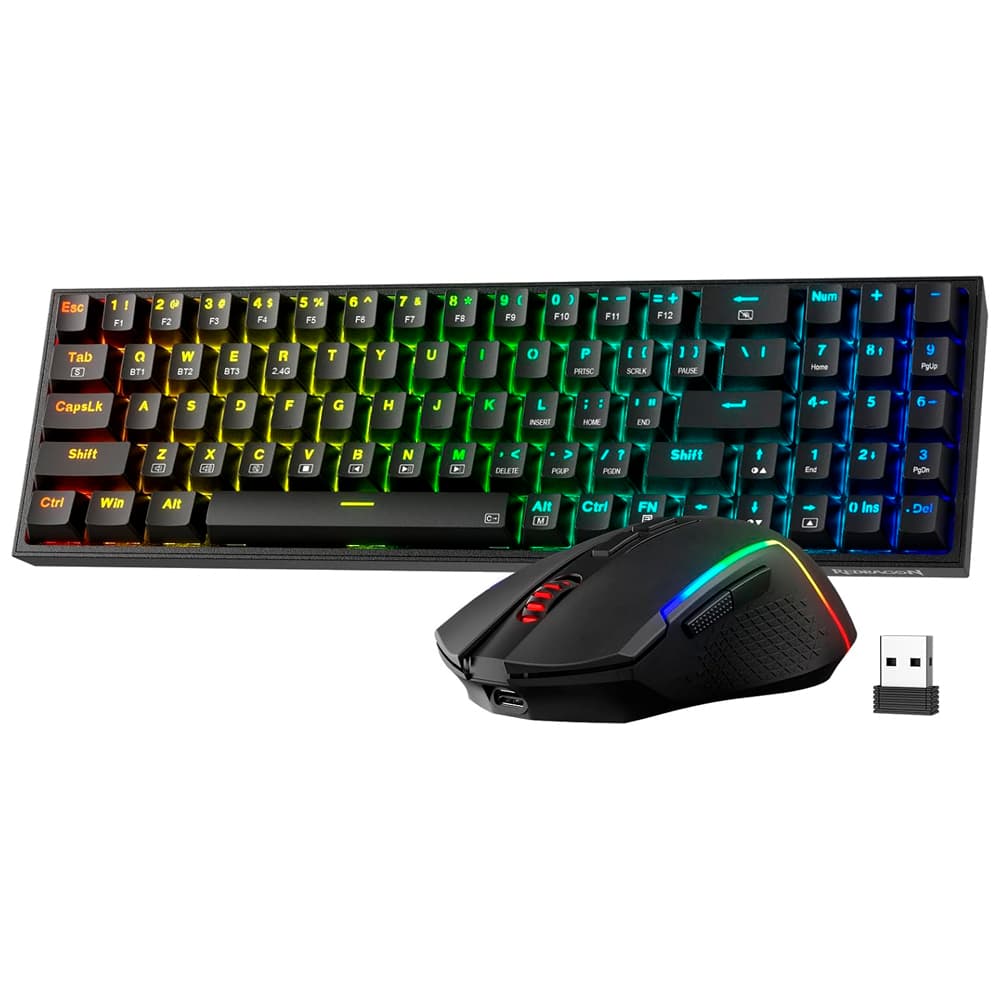 Redragon Kit Teclado e Mouse Redragon S136 Sem Fio RGB - Preto