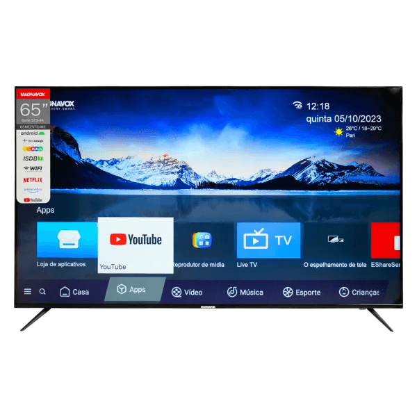Magnavox Smart Tv Magnavox 65MEZ573 M1 Uhd 4K Hdmi Wi Fi A12 Preto