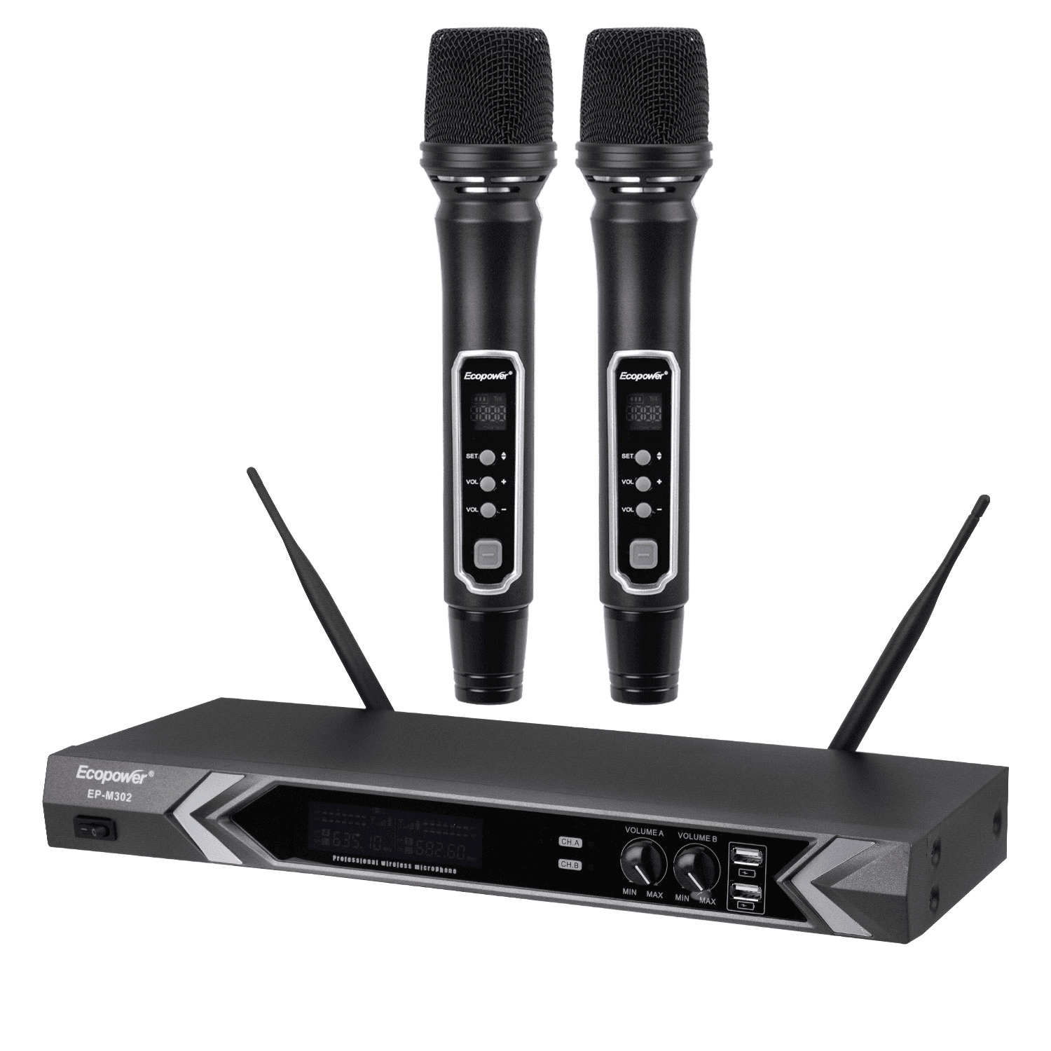 Ecopower Microfono Inalambrico Ecopower Ep M302 Mic Bivolt Preto