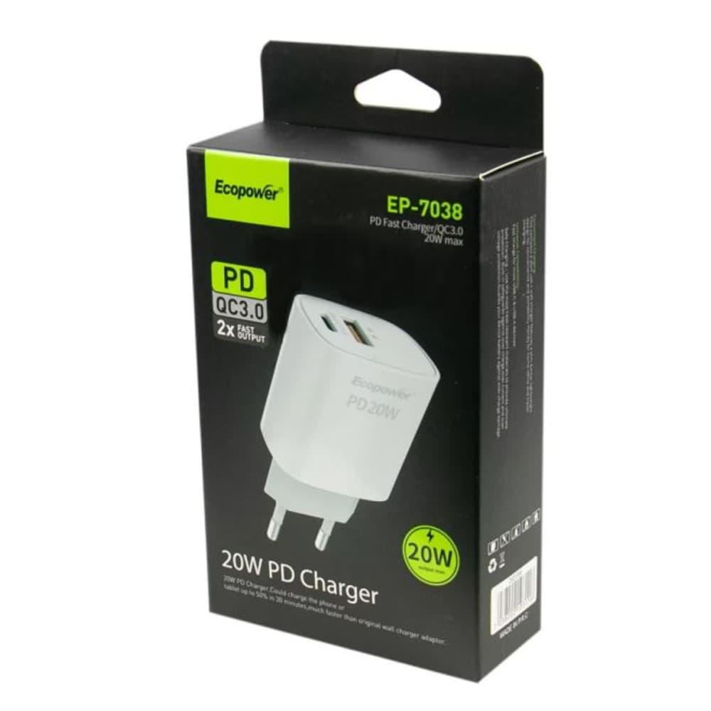 Ecopower Cargador Ecopower Ep Usb Usb 20W Branco