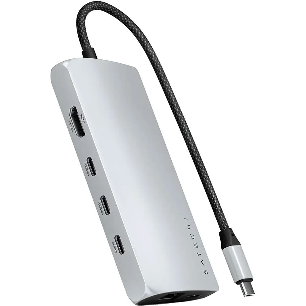 Satechi Hub Usb Satechi St P8KES Multiport Adapter 8K Ethernet V3 Prata