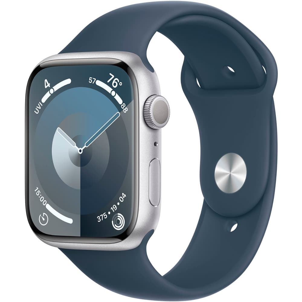 Apple Watch Series 9 45mm GPS Aluminum Silver/Sport Band Storm Blue S/M