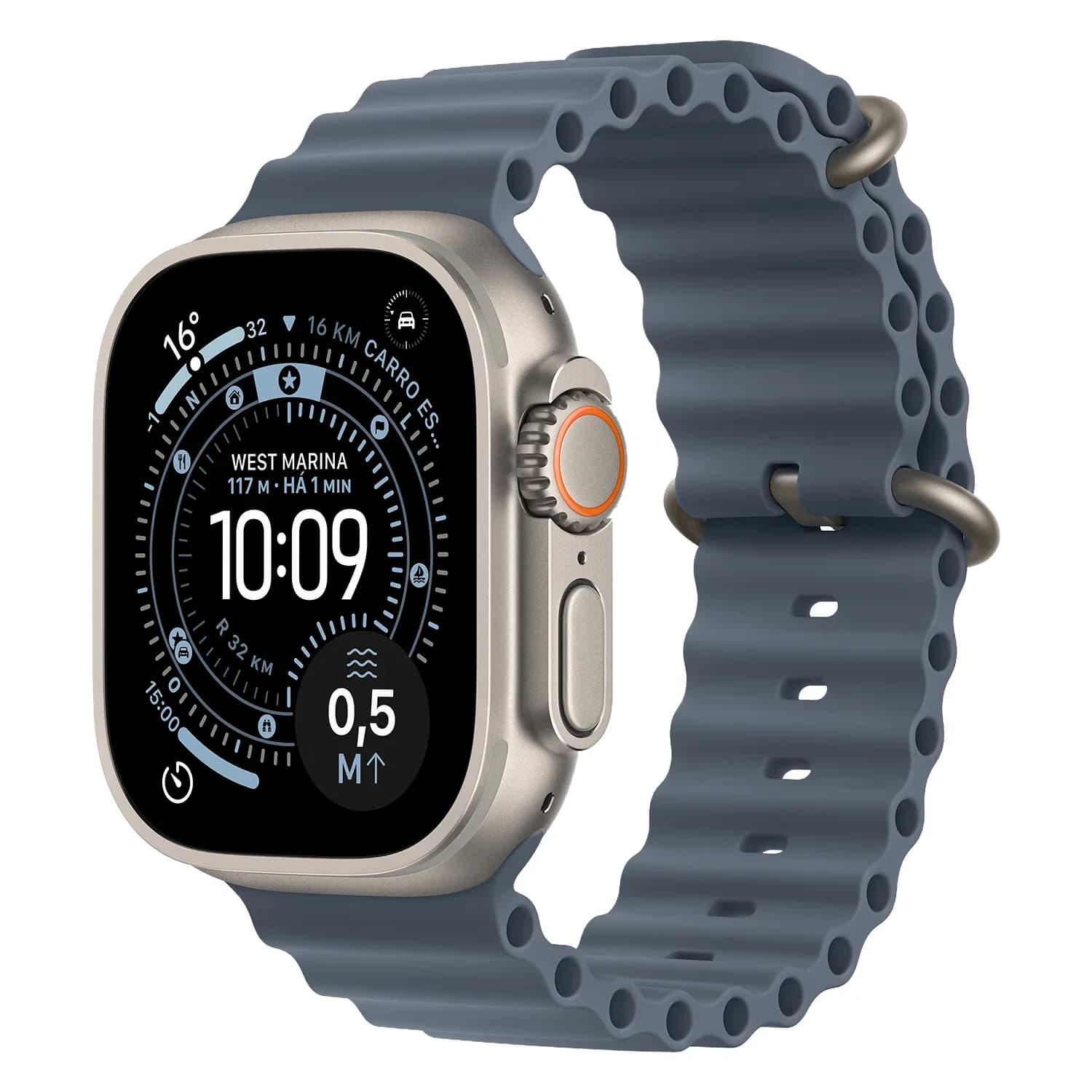 Apple Watch Ultra 3 MEWH4LW/A Celular + GPS Caixa Titânio Natural 49mm - Oceano Azul Â