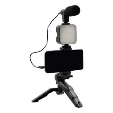 Bastão de Selfie AY-49 - Luz LED - Bluetooth - Com Tripé e Microfone - Preto
