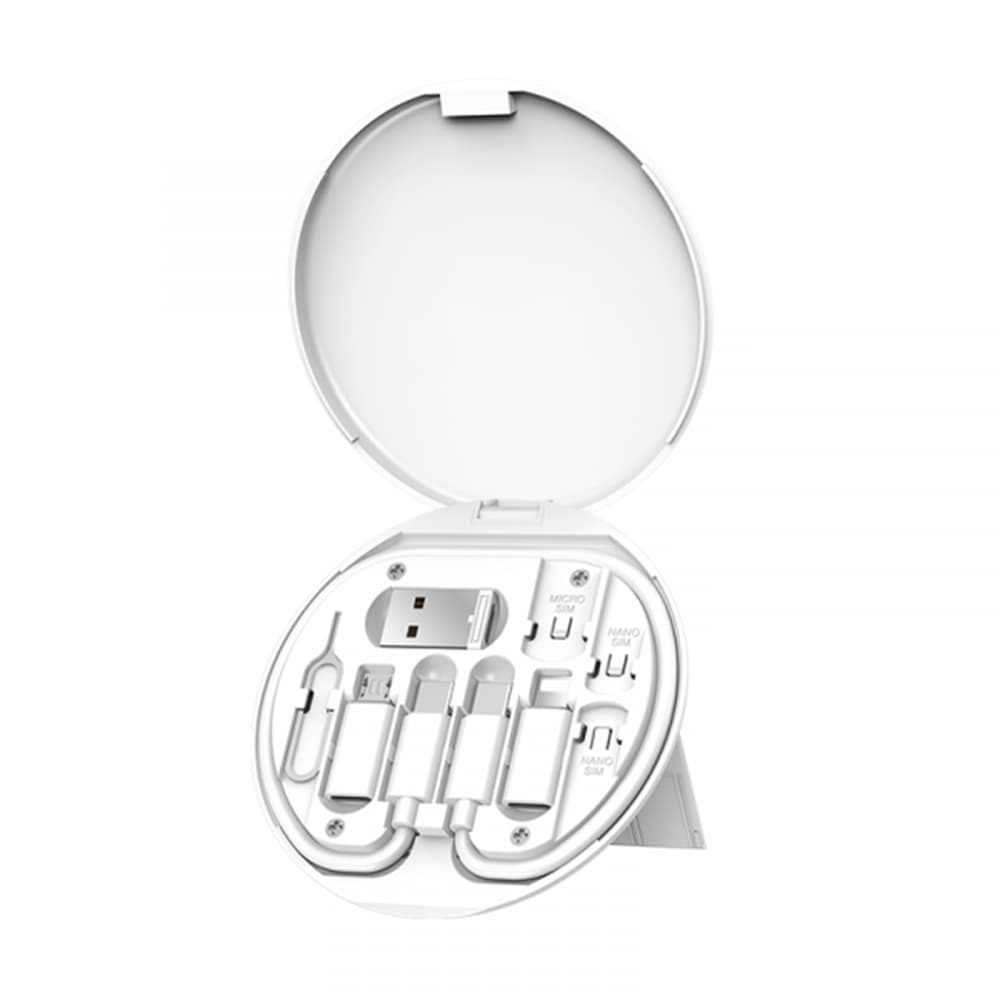 Cable Adaptador Wiwu S02 Tipo-C Con Case para Micro USB/Lightning/ USB - White