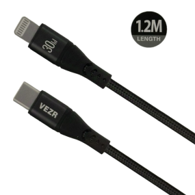 Cabo Vezr VD07 Type-C e Lightning 30W 1.2m Preto