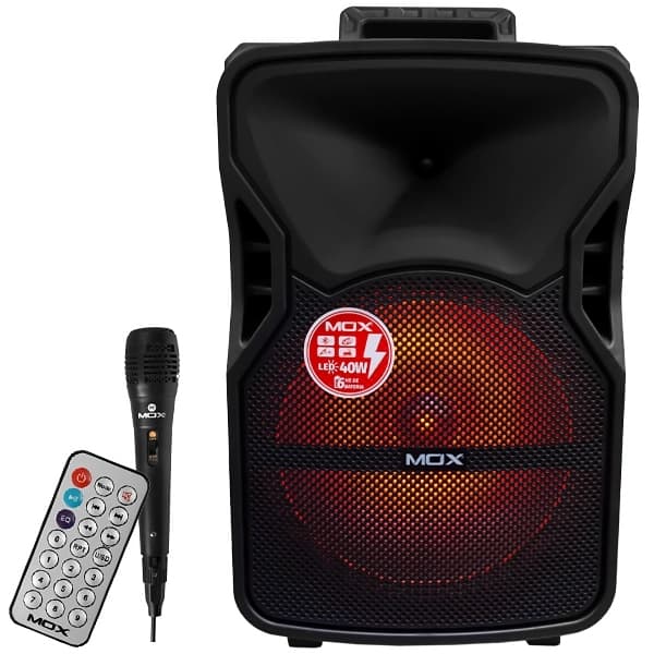 Caixa de Som MOX MO-T1210 12" 40 watts RMS com Bluetooth USB FM - Preta
