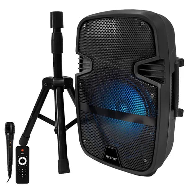Caixa de Som Prosper P-1086 8" 8.000 watts P.M.P.O com Bluetooth USB FM - Preta