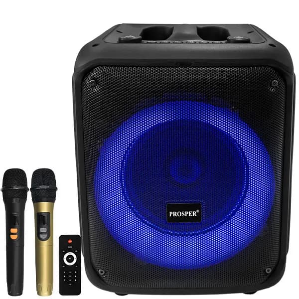 Caixa de Som Prosper P-1818 8" 5.000 watts P.M.P.O com Bluetooth USB FM - Preta