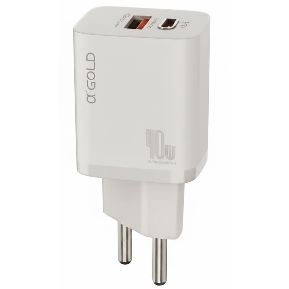 Cargador A'Gold Pro CA42-4 Fuente USB-A/USB-C 40W S/CABLE - White