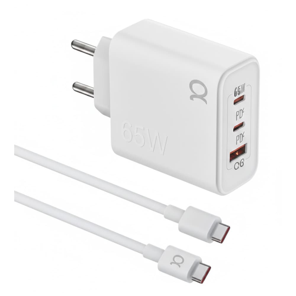 Cargador A'Gold Pro+CA46-5 Fuente USB-A/USB-C X2 C/CABLE 65W - White