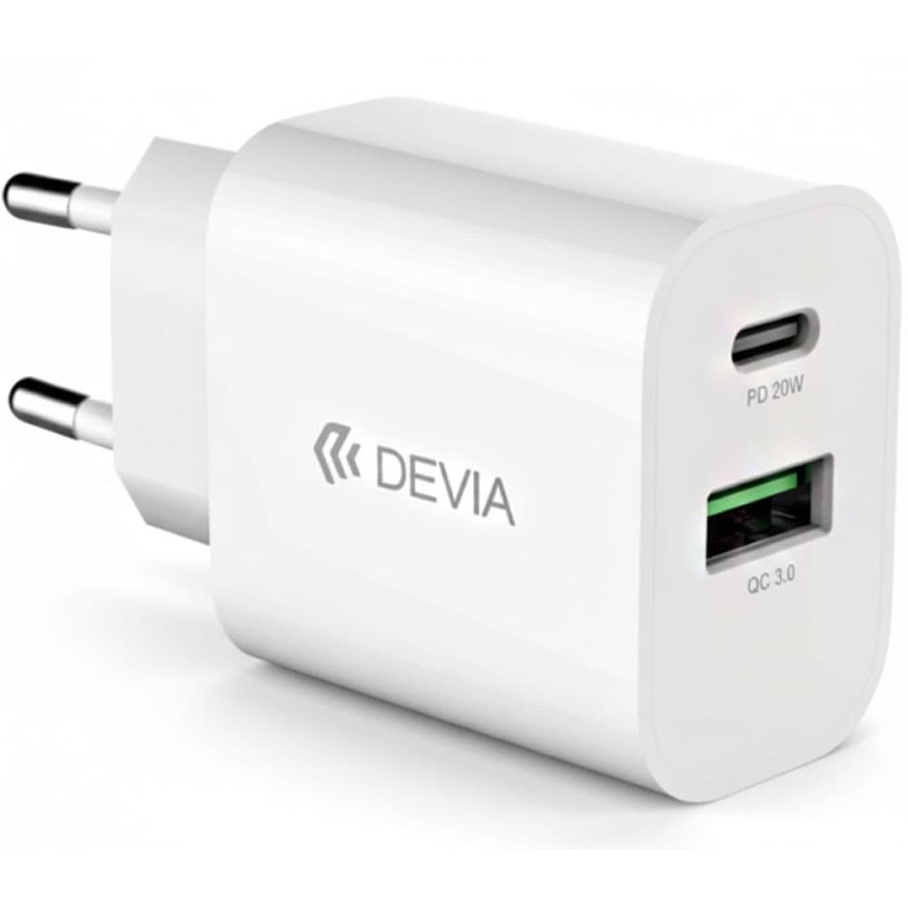 Cargador Devia RLC-389 20W Fuente 2 Puertos USB/USB-C - Blanco