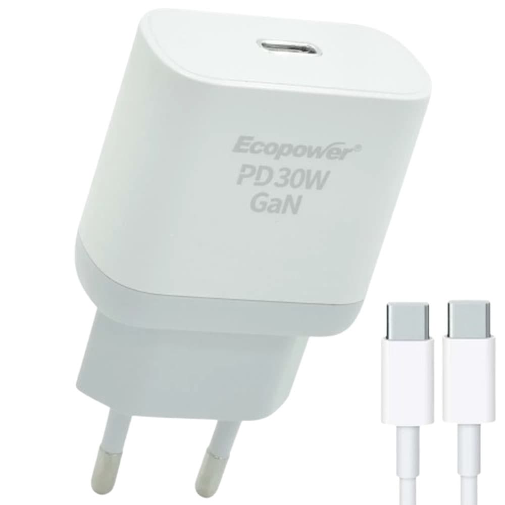Cargador Ecopower EP-7023 USB-C 30W - Blanco