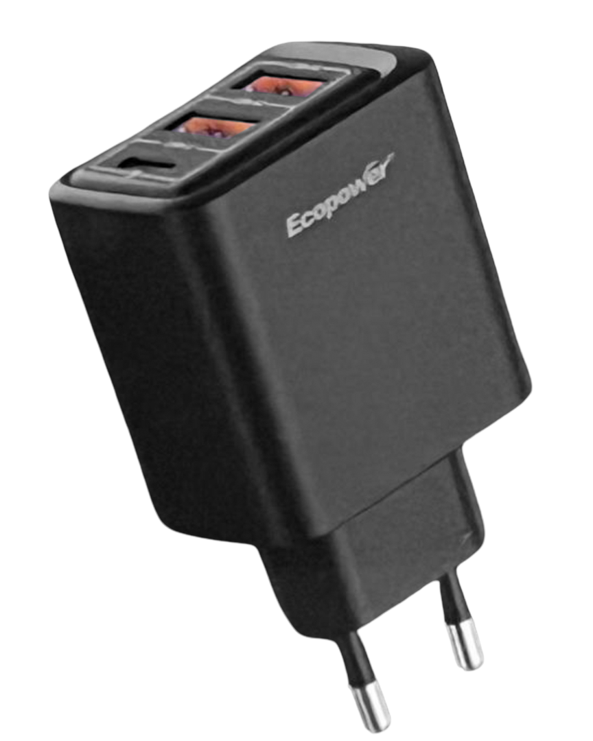Cargador Ecopower EP-7042 USB-C/USB-A 10W - Negro
