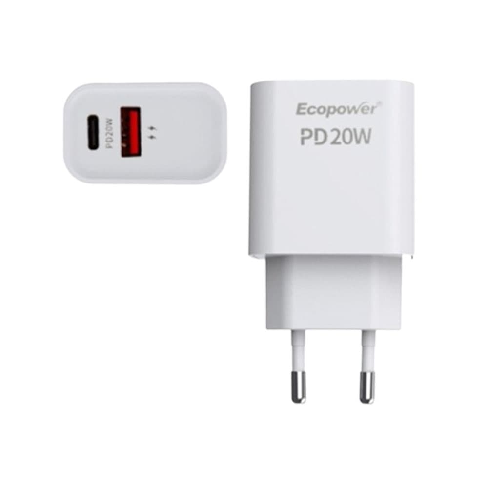 Cargador Ecopower EP-7045 USB-C/USB-A - Blanco