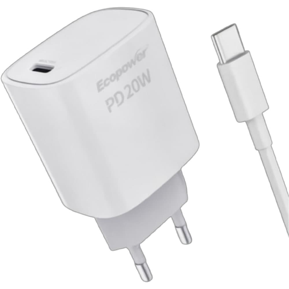 Cargador Ecopower EP-7050 USB-C/USB-C 20W - Blanco