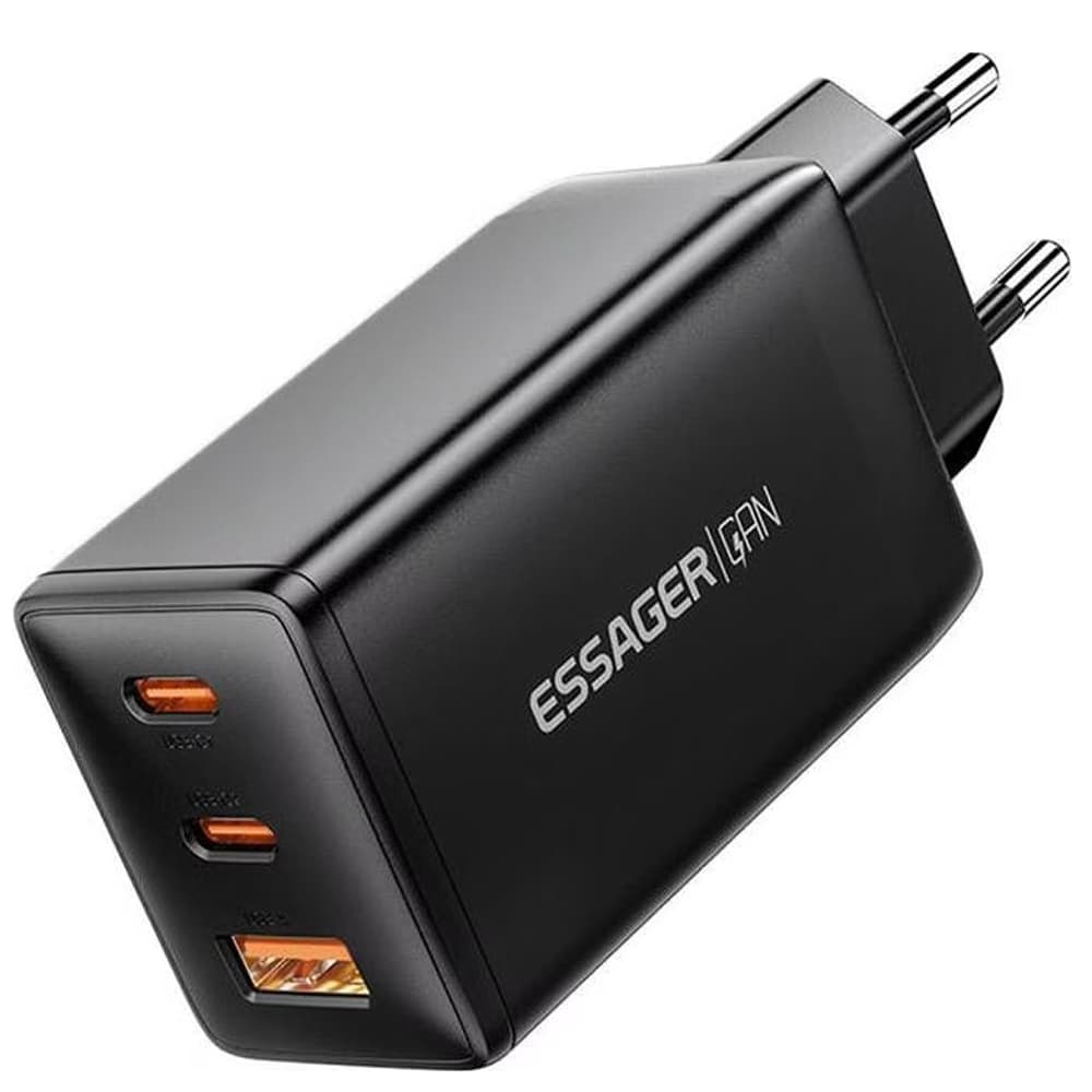 Cargador Essager ECTAC-DYB01-Z USB-A + 2 Tipos de USB-C - Black