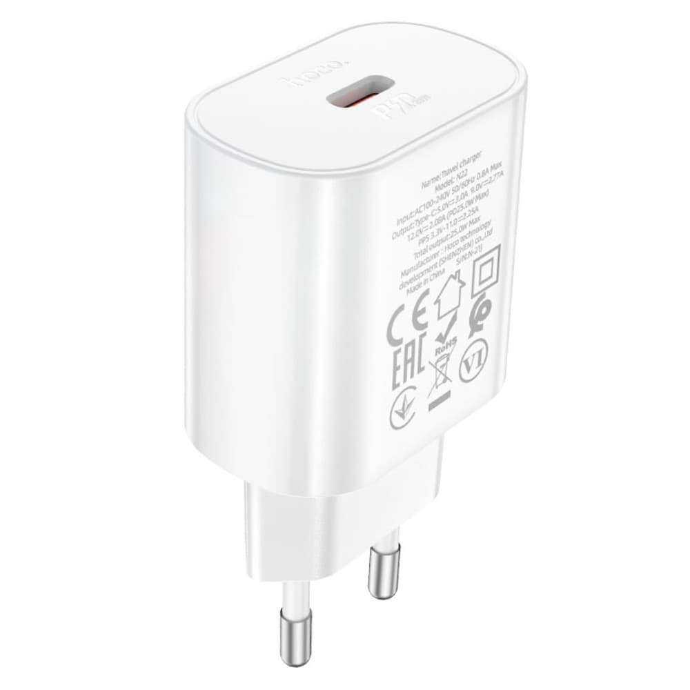 Cargador Hoco N22 25W USB-C Fuente S/Cable - White