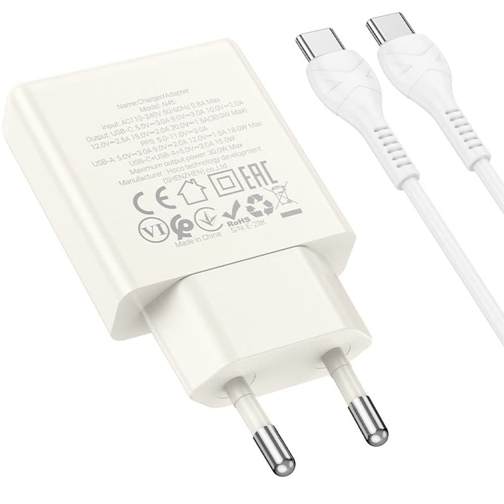 Cargador Hoco N45 30W Doble Entrada - Blanco