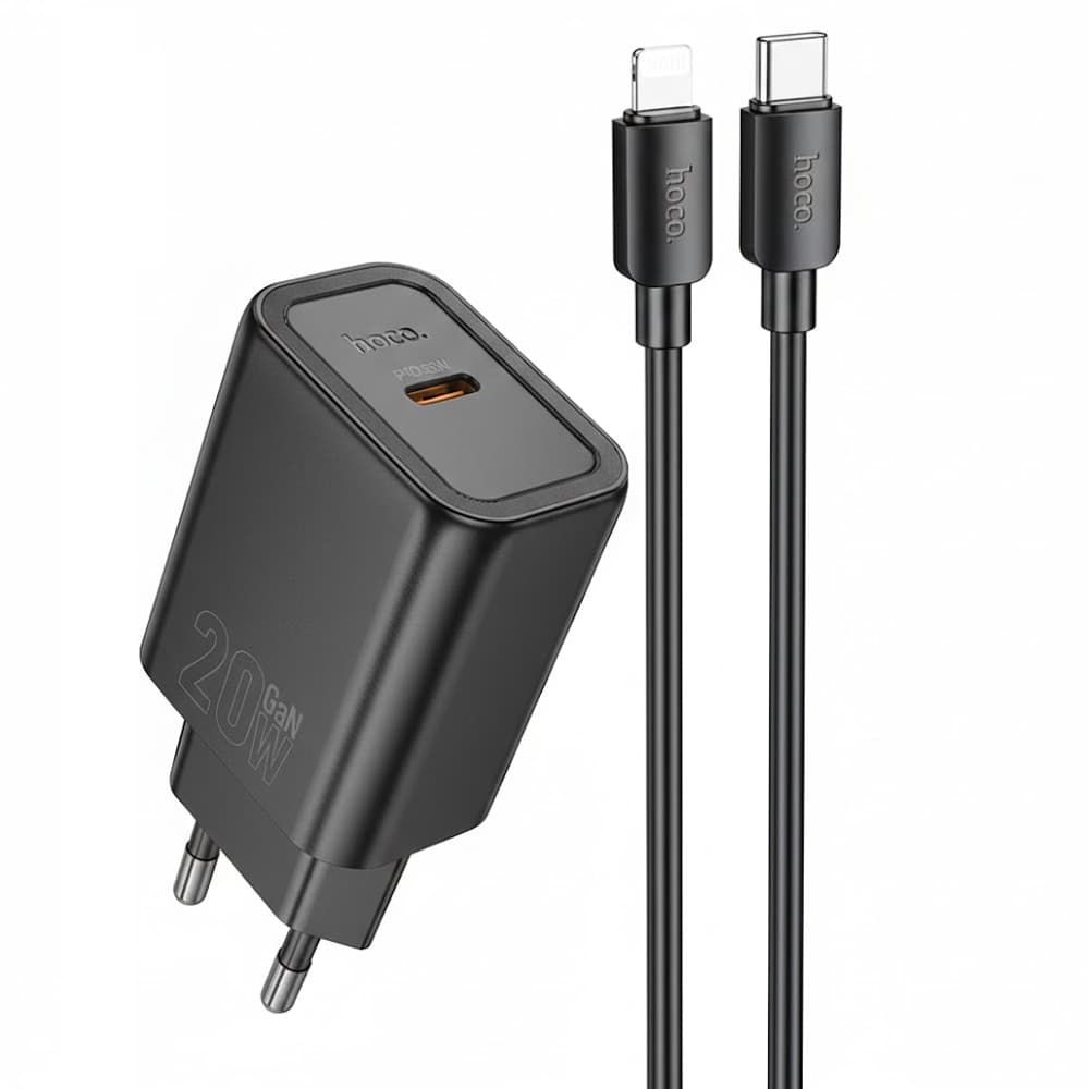 Cargador Hoco N60 20W+CABLE USB-C A LIGHTNING - Black