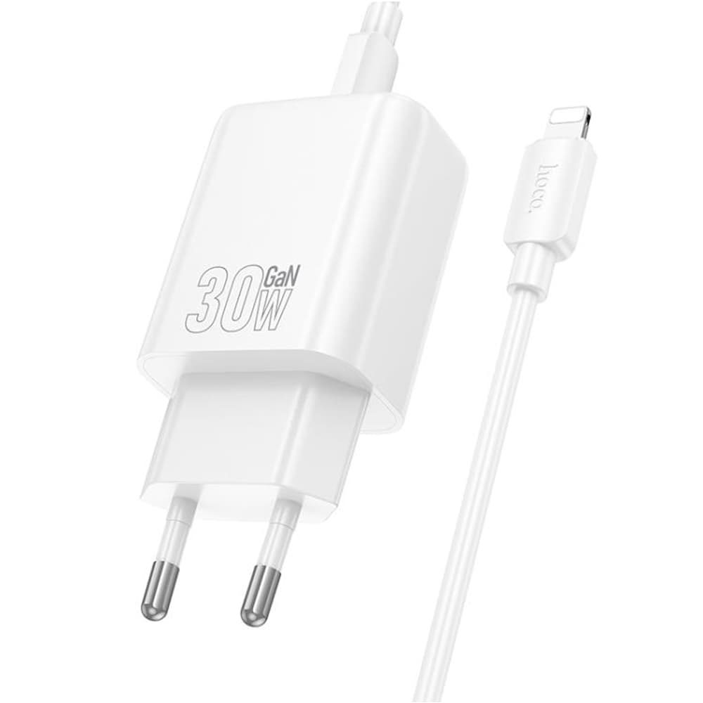 Cargador Hoco N62 30W + Cable USB-C a Lightning - White