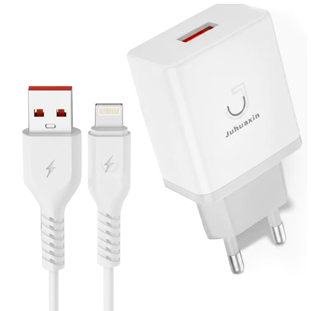 Cargador Juhuaxin Ju-CPO2 + Cable Lightning 20W - White