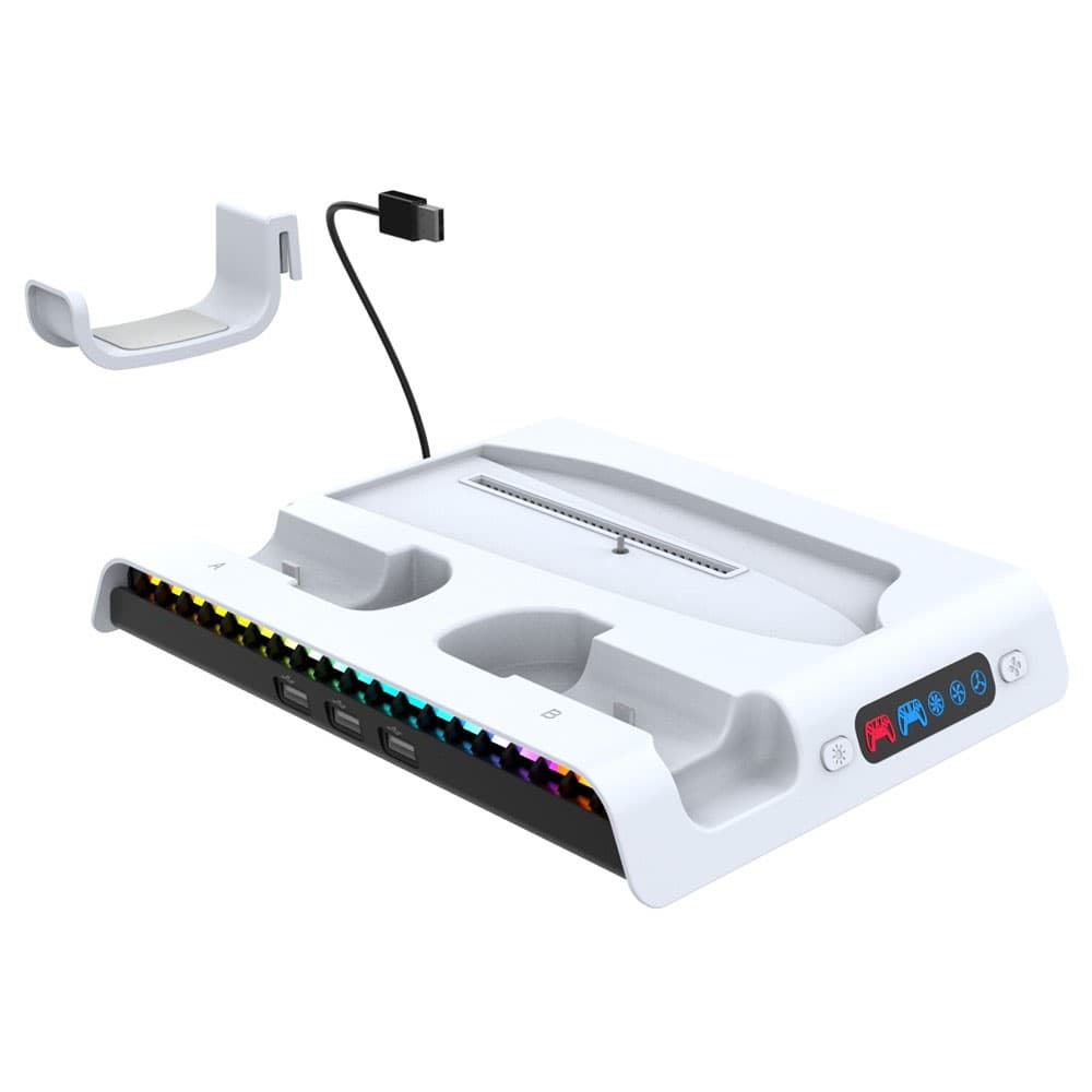 Cargador para PlayStation Ipega PG-P5S006 con Cooler RGB (PRO/Slim) - Blanco