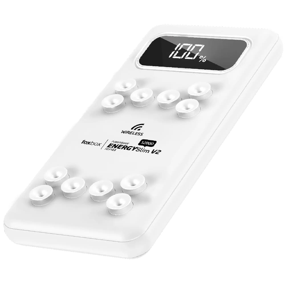 Cargador Portátil Foxbox Energy Slim Wireless V2 12000mAh/4.5A - Blanco