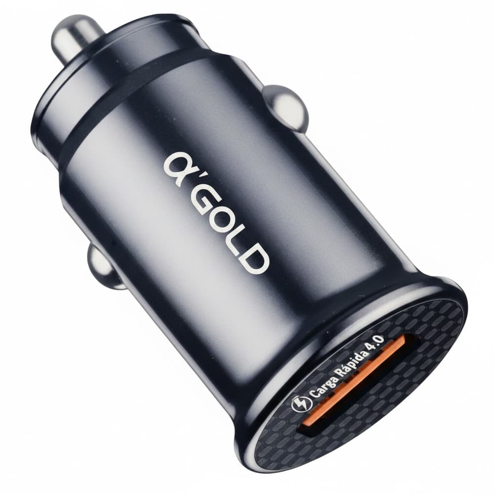 Cargador Vehicular A'Gold CJ04-4 Carga Rapida USB-A 20W - Black