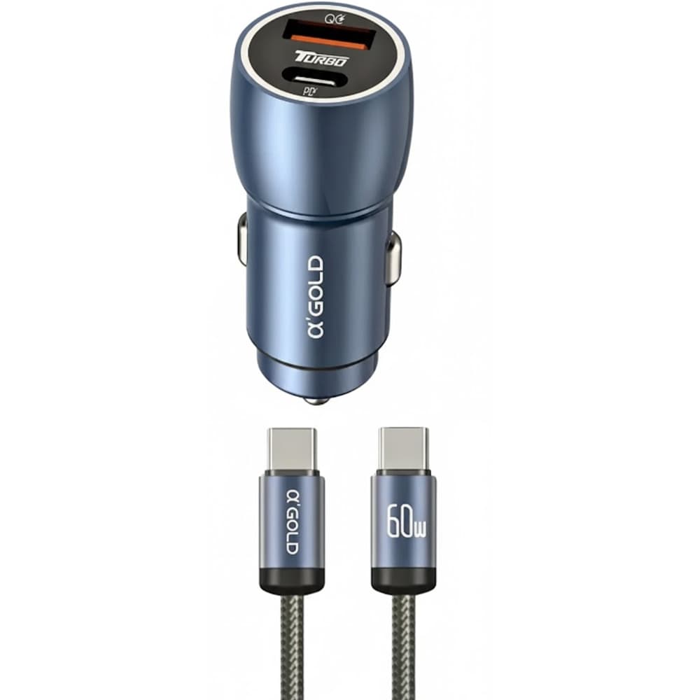 Cargador Vehicular A'Gold Pro CJ13-3 USB-A/USB-C 60W C/Cable - Blue