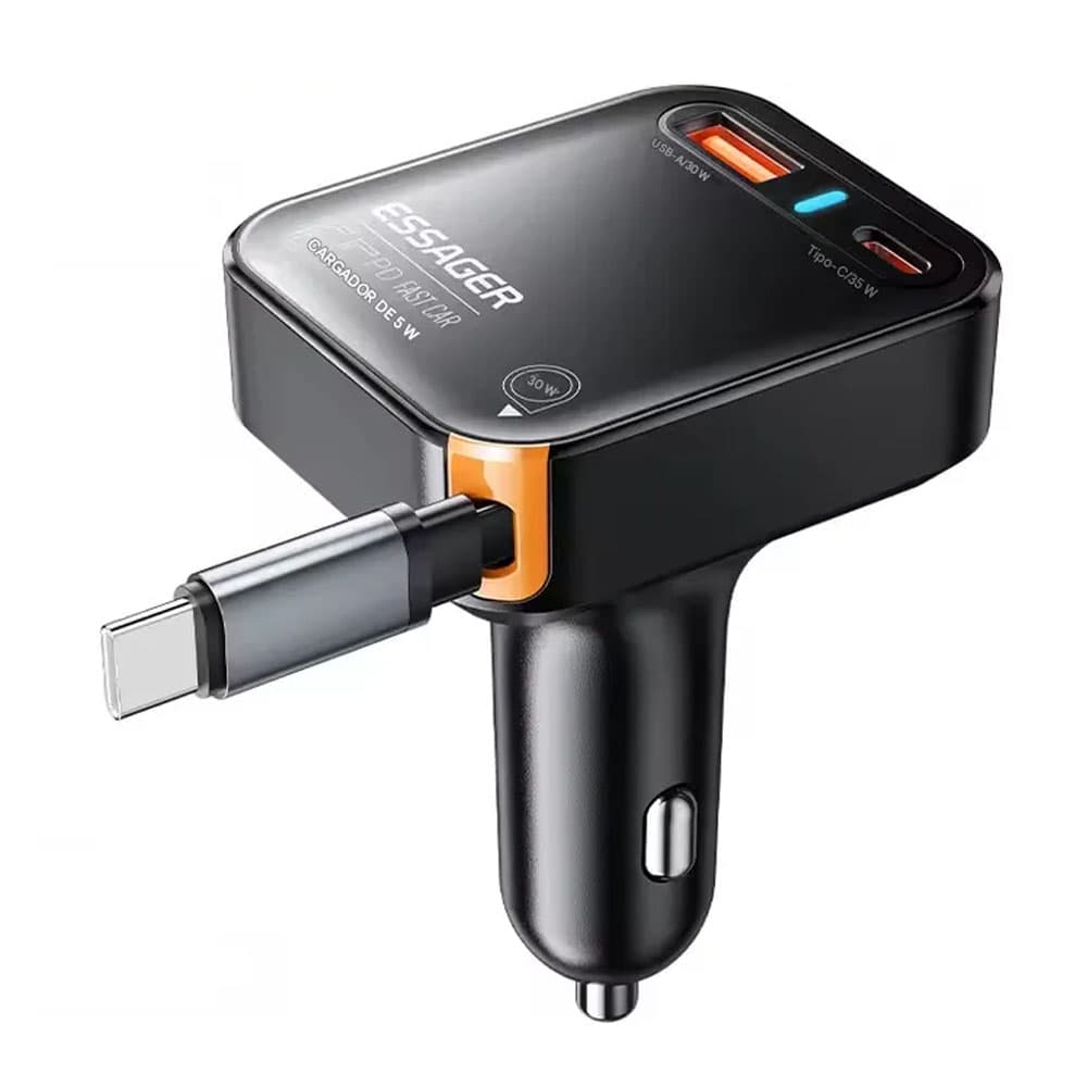 Cargador Vehicular Essager ECCPQ-YW01-Z USB-C A USB-C 65W - Black