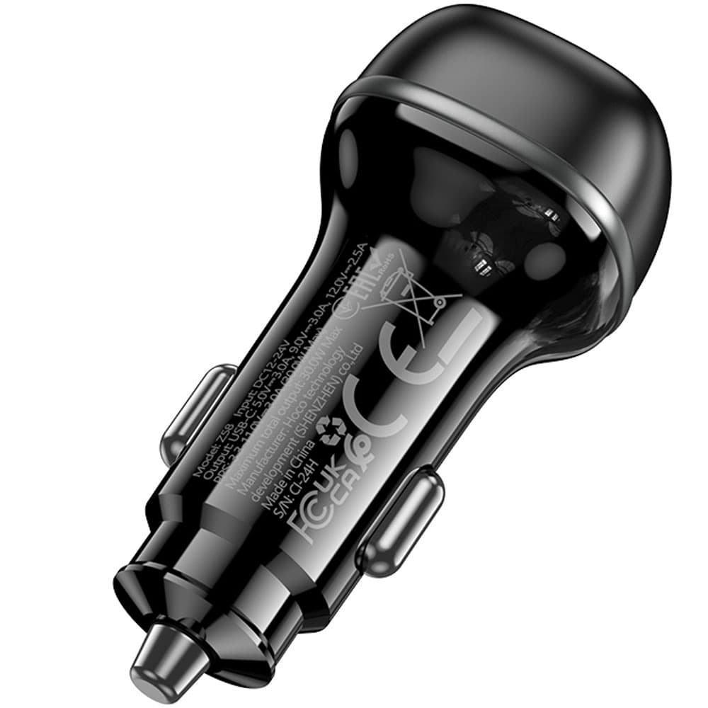Cargador Vehicular Hoco Z58 PD30W USB-C To Lightning 1 Metro - Black
