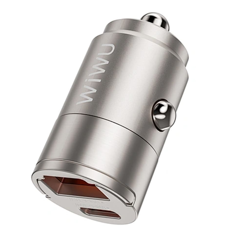Cargador Vehicular Wiwu Nano WI-QC028 USB-A/USB-C 30W - Titanium